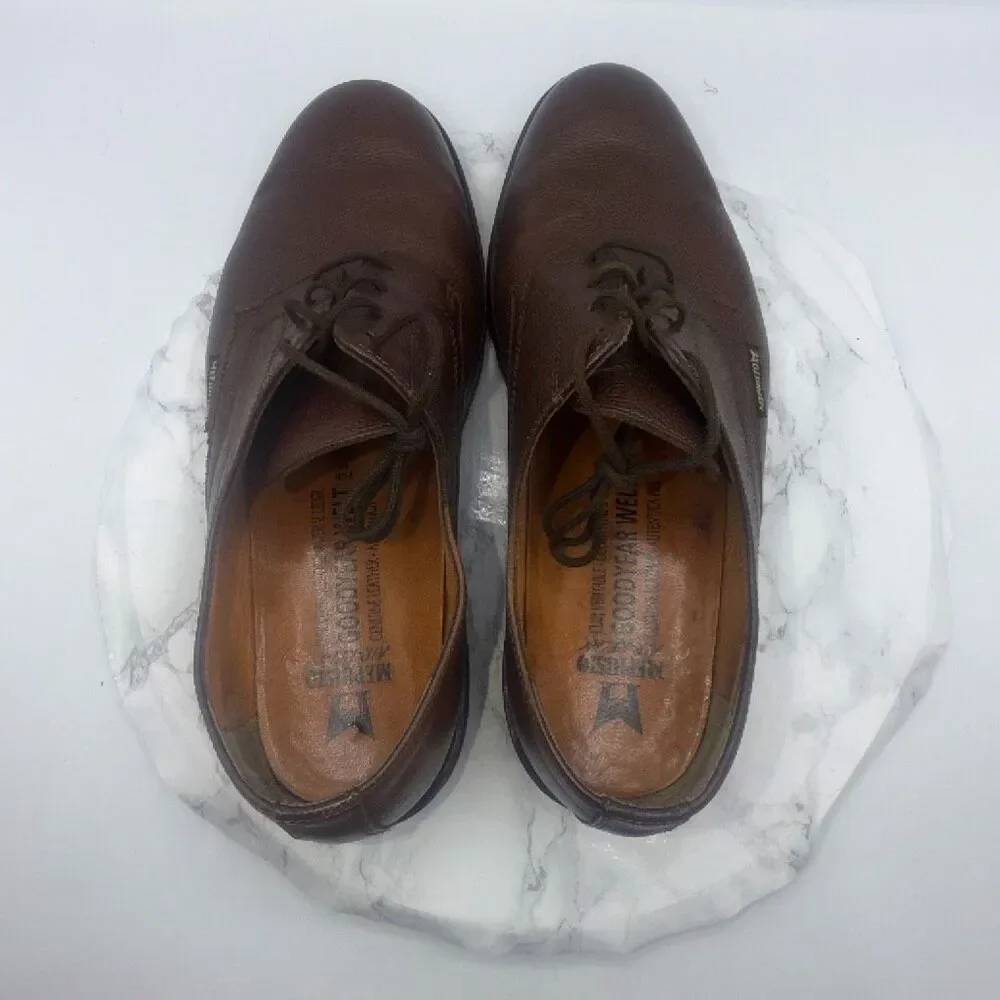 MEPHISTO Chestnut Brown Leather Marlon Oxford Shoes-10.5
